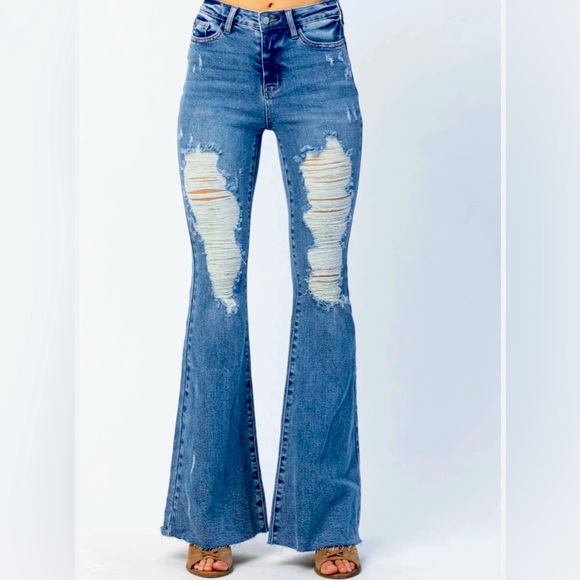 Judy Blue Denim - Judy Blue high waist medium wash flare jeans. Best stretch ever! Size 7 NWT